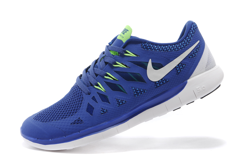 nouveau Nike Free 5.0 plus les hommes bleu fonce chaussures de course blanc (1)